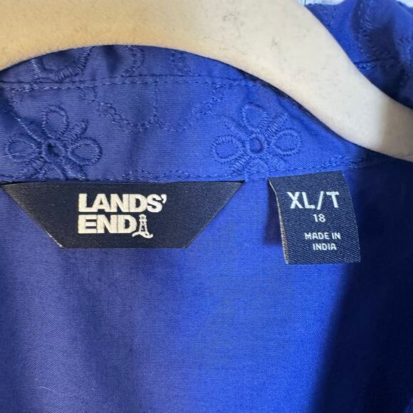 Lands End womens dress balloon sleeve eyelet embroidered pockets drop waist - Picture 7 of 14